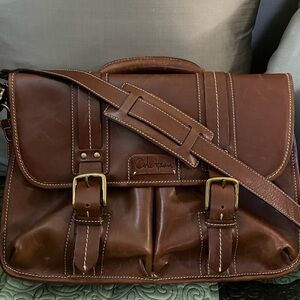 Cole Haan Leather Briefcase In Saddle Tan